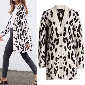 Something Navy Leopard Print Women's Sweater Cardigan